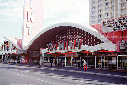 The Mint casino, hotel, Neon Sign, downtown Las Vegas, July 1967
