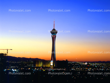 The Stratosphere, Hotel, Casino, Tower, building, Sunset