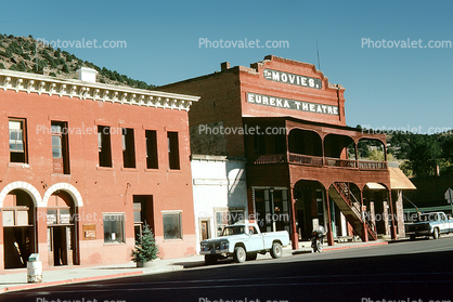 Eureka Theater, buildings, pickup truck, Eureka Nevada, Highway-50