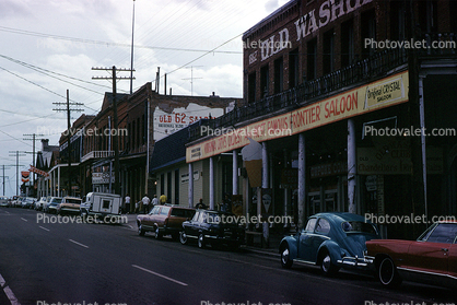 Old Washoe House, cars, shops, buildings, vehicles, Automobile, Virginia City, June 1969, 1960s
