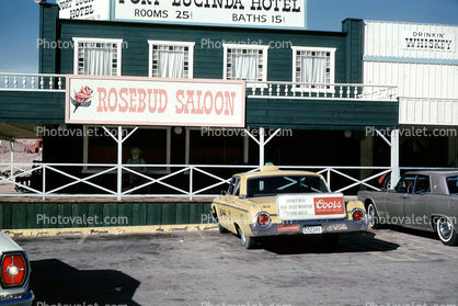 Rosebud Saloon, Ford Galaxy Taxi, Mountainair, 1960s