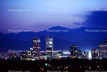 Rockies, Rocky Mountains, Twilight, Dusk, Dawn, buildings, skyline, cityscape