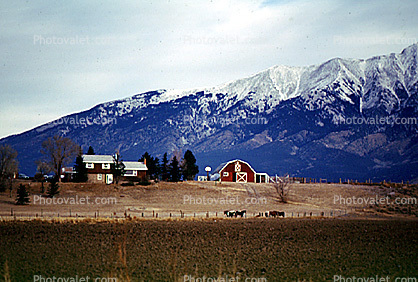 Barn, Home, Farm, Farmhouse, Mountains