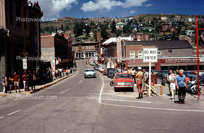 Central City, road, hills, town, buildings, Cars, vehicles, Automobile, August 1970