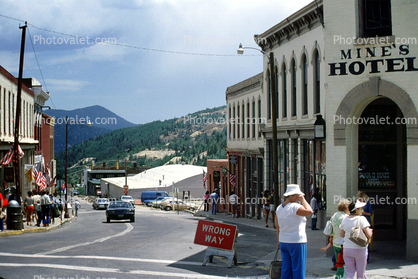 Mine's Hotel, buildings, Cars, vehicles, Central City, Gilpin County, July 1980