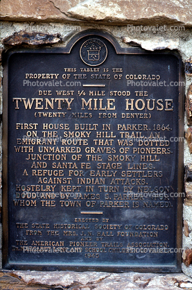 Twenty Mile House, bronze plaque, tablet