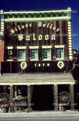 Silver Dollar Saloon, 1879, Wagon Wheel, porch, building, A bar/restaurant, Leadville