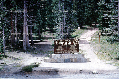 Monarch Pass, signage, trees, continental divide, 1963, 1960s