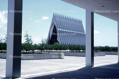 United States Air Force Academy Chapel, building, A-frame, August 1961, 1960s