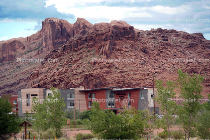Apartment Buildings under the Sandstone Mountains