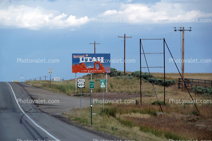 Welcome to Utah sign, US Route 491