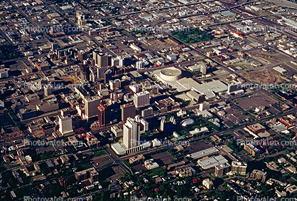 downtown aerial, Mormon Square, LDS office building