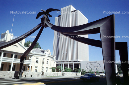 Eagle Gate Monument in Salt Lake City, LDS Office building, July 1979
