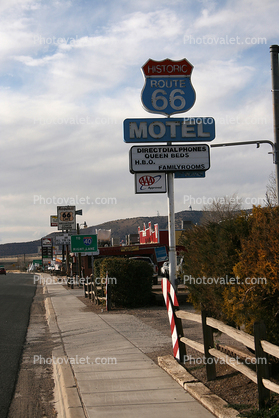Motel Sign, Sidewalk, Curb, path