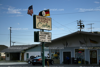 Westside Lilo's Cafe, Seligman, Arizona, Signage, American German Food