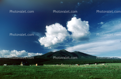 houses, hills, clouds, Mountain Peek