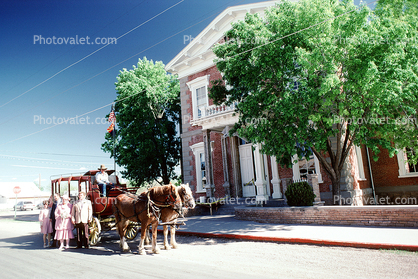 Stage Coach at Cochise County Courthouse, Horses, Tombstone Arizona