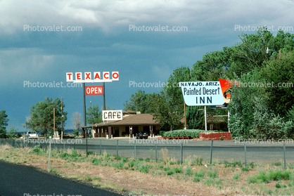 Painted Desert Inn, Texaco, Cafe, Building, Signs