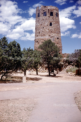 Mary Colter's Desert View Watchtower, building, desert, Grand Canyon National Park, 1958, 1950s