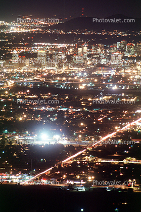 Nighttime, Cityscape, lights, night. urban sprawl