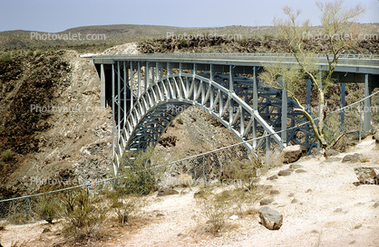 Arch Bridge, Burro Creek Bridge, gorge, Wikieup, US Highway 93, 1964