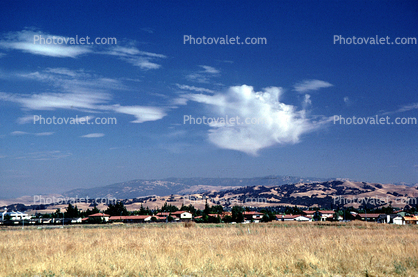 Hills, clouds, summer, homes, houses, 10 August 1983