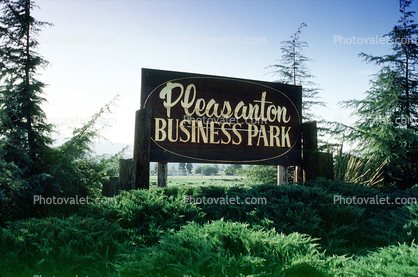 Pleasanton Business Park sign, signage, Police Headquarters, 2 November 1983