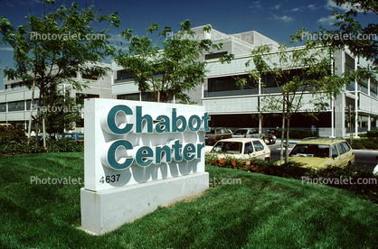 Chabot Center, office building, lawn, sign, signage, 5 September 1986