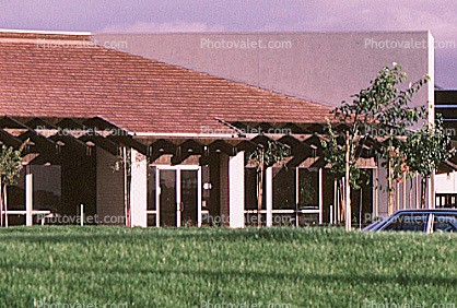 office building, lawn, 9 September 1985