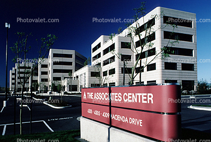 The Associates Center Sign, Office Buildings at Hacienda Business Park, Winter, 23 February 1986