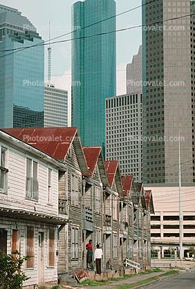 Skyscrapers over Dilapidated Housing in Houston, 27 February 1990