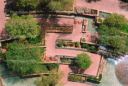 Water Fountain, aquatics, arc, arch, path, walkway, garden, lawn, San Antonio, 25 March 1993