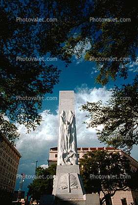 The Alamo Cenotaph, The Spirit of Sacrifice, monument, sculpture, Alamo Plaza, San Antonio, Texas, 25 March 1993