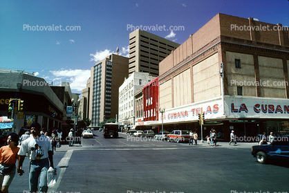 Downtown Stores, shops, cars, buildings, street, El Paso, 9 May 1994