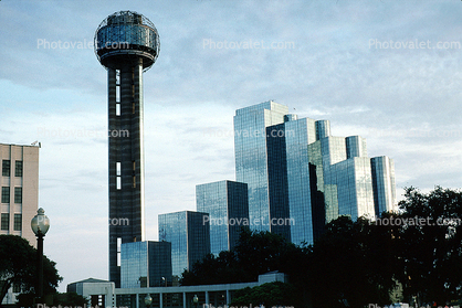 Reunion Tower, Downtown buildings, Observation Tower, glass skyscraper, 21 May 1995