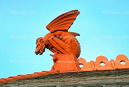 gargoyle, Old Red County Courthouse, historic governmental building, Museum, downtown, 21 May 1995