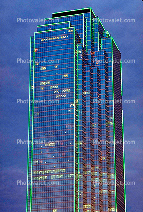 Bank of America Plaza, Downtown building, skyscraper, Twilight, Dusk, 21 May 1995