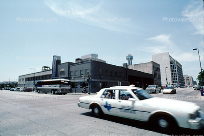 Greyhound Bus Station, Art-deco, building, terminal, Taxi Cab, Dallas, 22 May 1995