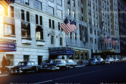 Hampshire House, Hotel, Cars, vehicles, Automobile, 1950s