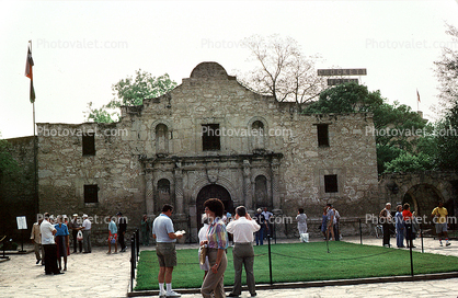 The Alamo with Tourists, People