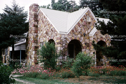 stone, home, house, Building, domestic, domicile, residency, housing, garden, unique, June 1972, 1970s