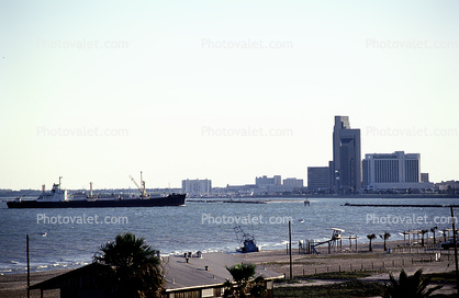 Skyline, buildings, skyscrapers, harbor, Corpus Christi