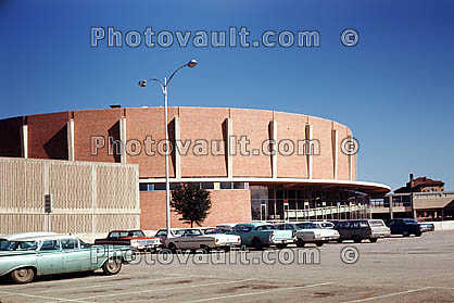 Dallas Convention Center Arena, Cars, vehicles, Automobile, round building, November 1964, 1960s