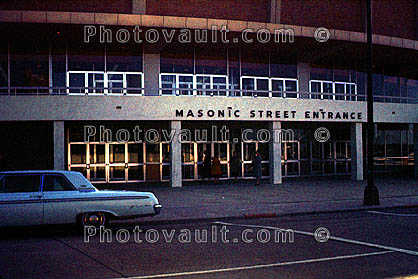 Masonic Street Entrance, building, Car, vehicle, Ford Galaxy, Automobile, Dallas, November 1964, 1960s