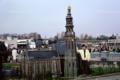 Church Tower, Cathedral, boy, buildings, Madurodam, April 1968, 1960s
