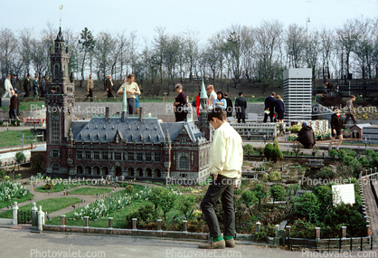 Church, cathedral, garden, people, Netherlands, April 1968, 1960s