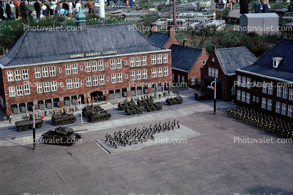 Army Parade, Tanks, Jeeps, Plaza, Soldiers Marching, George Maduro Kazerne, April 1968, 1960s