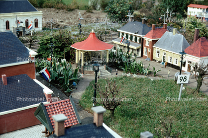 Homes, houses, lawn, buildings, Miniature park, Madurodam, Scheveningen district of The Hague, Netherlands, April 1968, 1960s