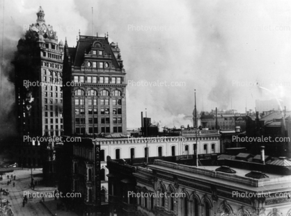 Fire, Smoke, Market Street, Skyscraper, 1906 San Francisco Earthquake