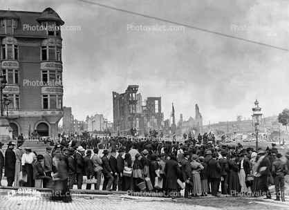 Bread Lines, relief, people, 1906 San Francisco Earthquake